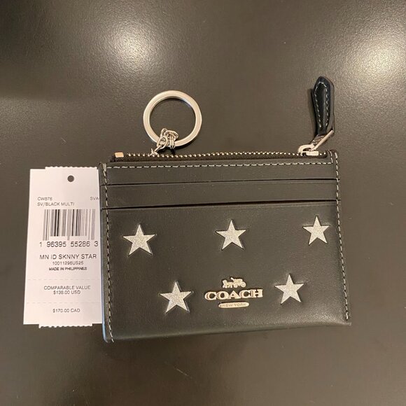 Coach Mini Skinny Id Case With Star Print CW876 Chalk - Picture 10 of 15